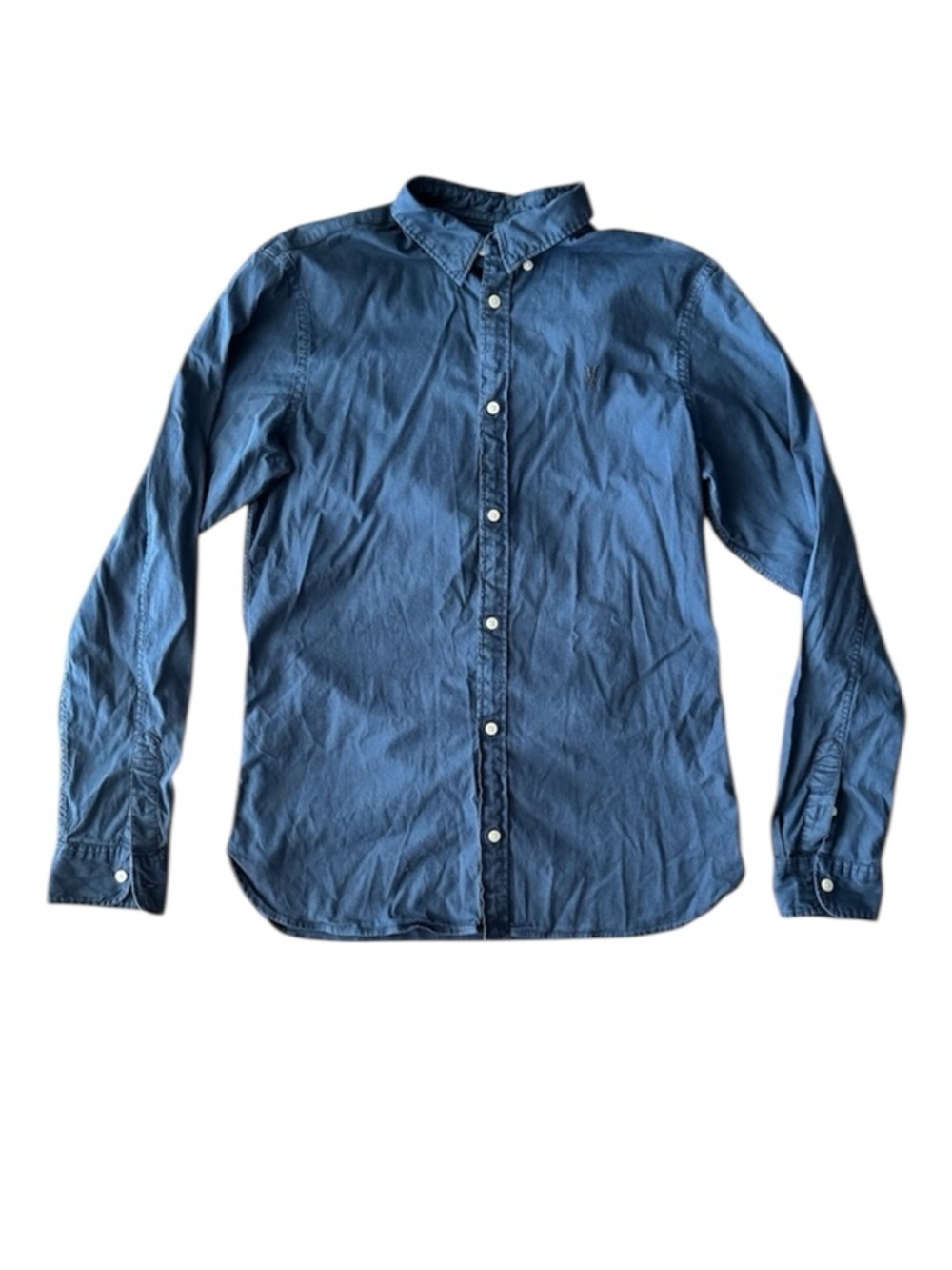 Allsaints Hawthorne Long Sleeve Shirt Mens Medium Button Down Blue Collared